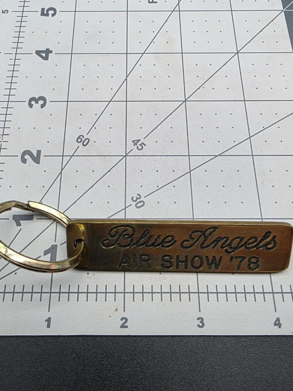Brass Keychain Fob Keys blue angel Vintage 3